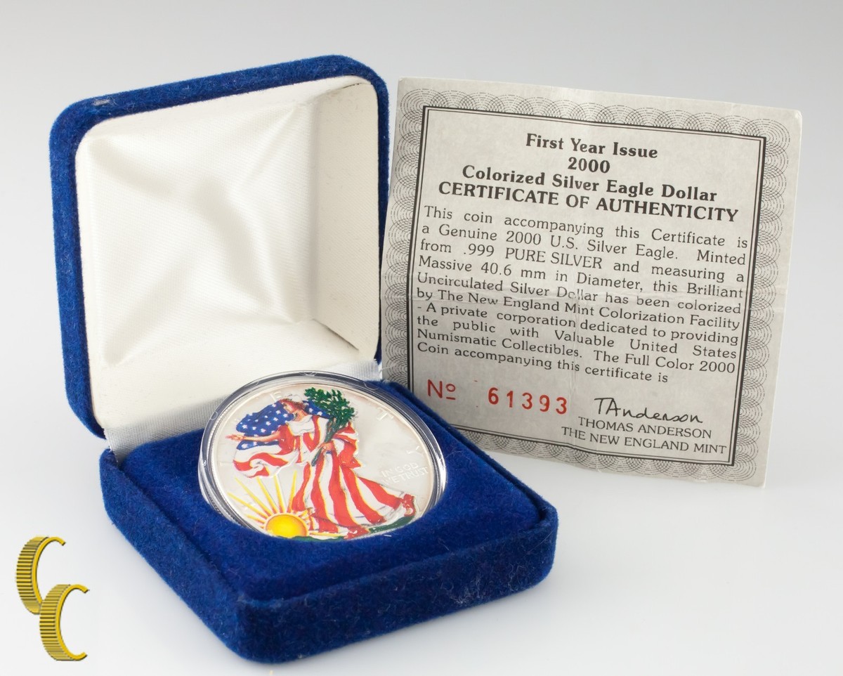 2000 Painted Walking Liberty Silver 1oz American Eagle w/ Box