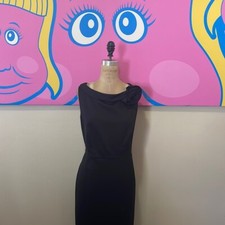 Valentino Techno Couture Black Wool Rose Sheath Dress NWT