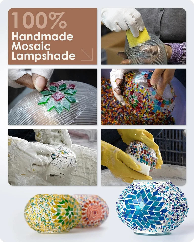 Lámpara Turca Marroquí Decoración Yarra con Base de Bronce 3 Opciones de Color Hecha a Mano S... Foto 4 de 4