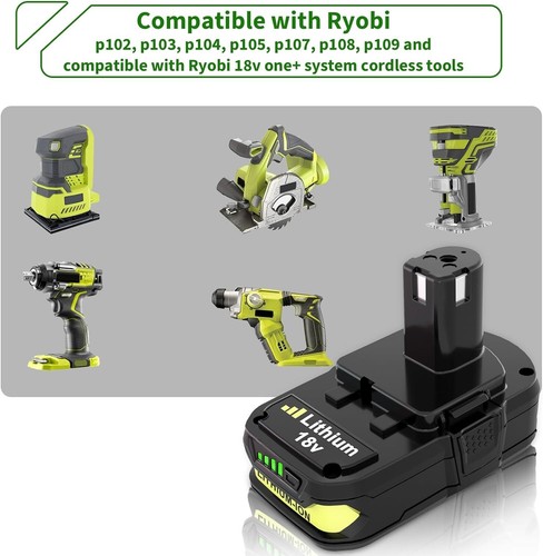 2PACK for Ryobi 18V Lithium High Capacity Battery P102 P103 P107 P108 replace - Picture 2 of 12