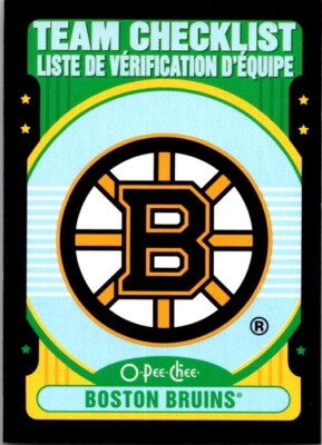 2021-22 O-PEE-CHEE RETRO BLACK BORDER PARALLEL #553 BOSTON BRUINS CHECKLIST /100