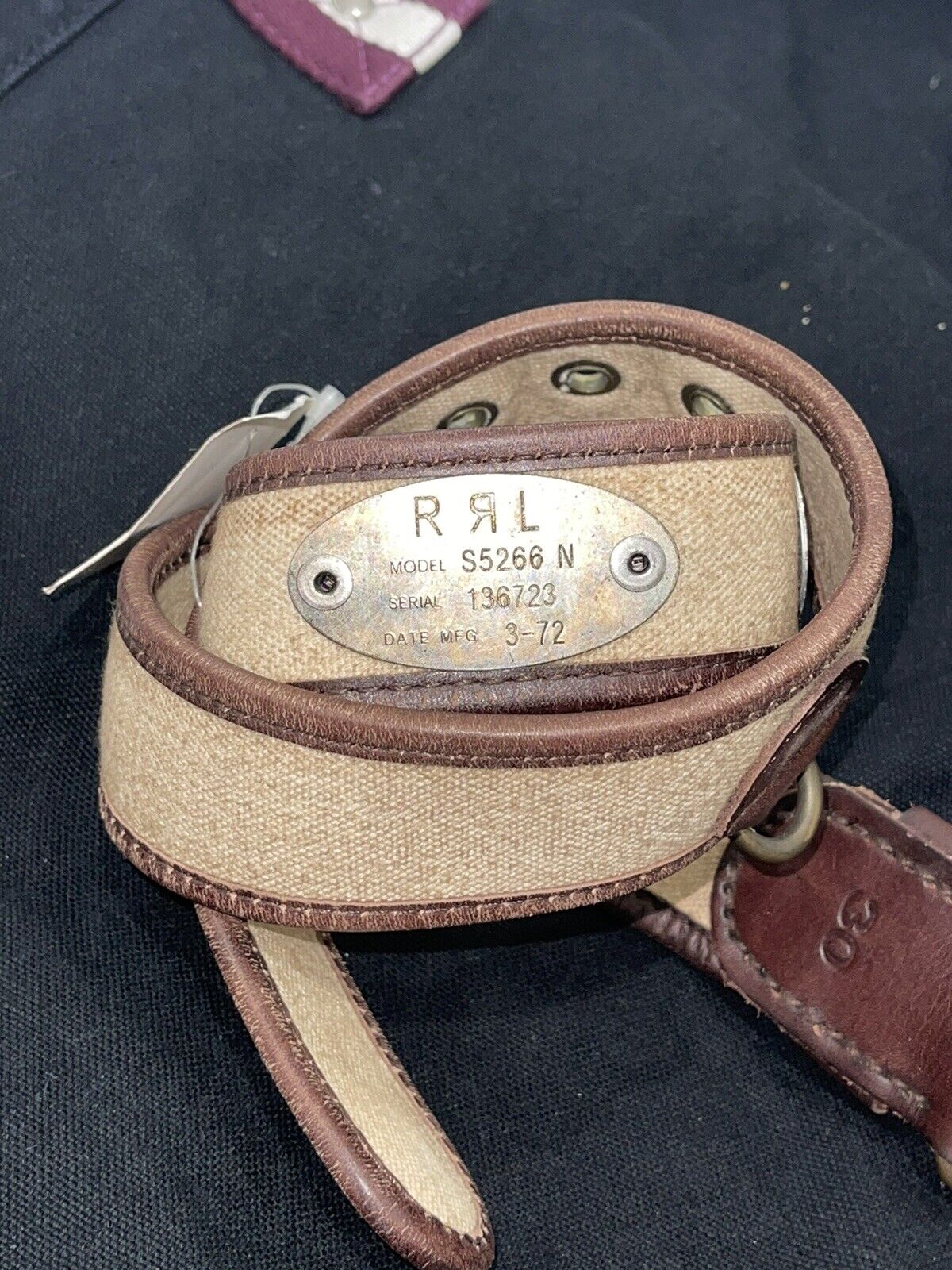 RRL Ralph Lauren Double RL Made In Italy Vintage Military Canvas Leather  Belt 28