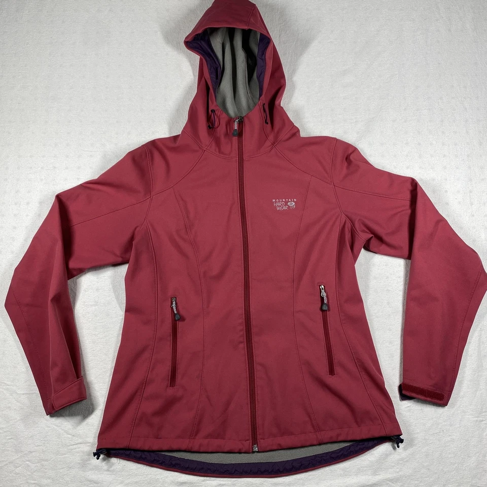 Mountain Hardwear Jacket Womens Large Hooded Softshell Full Zip Outdoors Coat - Image 2 of 4