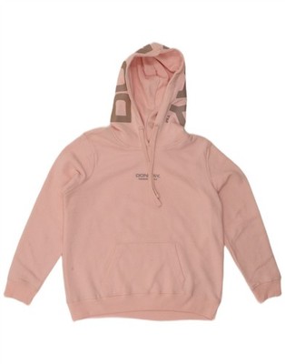 DONNAY Womens Graphic Oversized Hoodie Jumper UK 16 Large Pink Cotton CY09