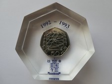 1992 - 1993 Royal Mint Dual Date 50 pence piece.