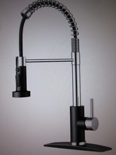FORIOUS Single-Spring Handle Kitchen Faucet w Pull Down Function Sprayer Black