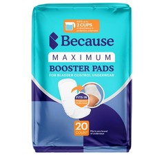 Because Maximum Incontinence Booster Pads, Adult Diaper Doubler, 2 Cups Absorben