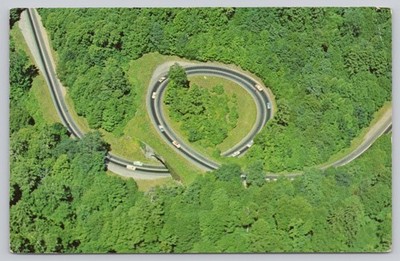 Great Smoky Mountains NP Loop-Over US 441 Chimney Tops Chrome Postcard 1963