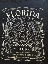 Florida Wrestling Club Graphic T Shirt Size XXL Black Short Sleeve Bleach Dyed