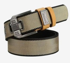 Canvas Tactical Belt for Men, Pin Buckle, 47.2 Inch Length, 1.6 Inch Width, Gold