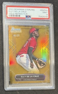 2022 Bowman Sterling BSP-69 Elly De La Cruz Gold Refractor #/50 RC Rookie PSA 9