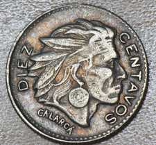 1956 Colombia 10 Centavos Chief Calarca