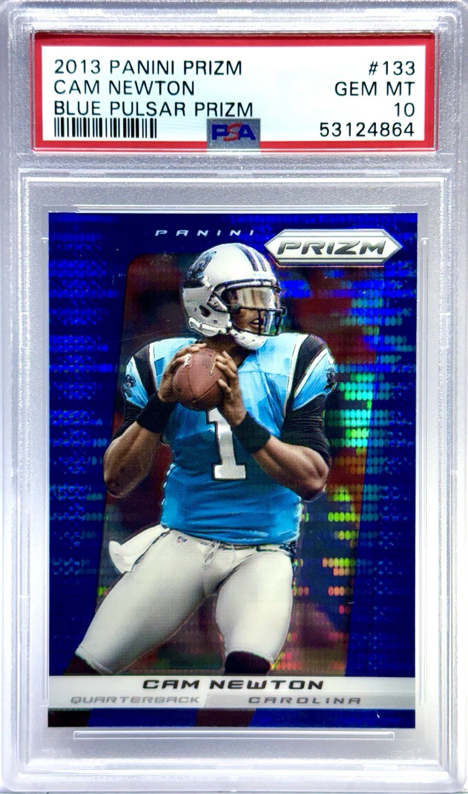 CAM NEWTON 2013 PANINI PRIZM BLUE PULSAR #133 PSA 10 GEM MINT Low Pop PANTHERS