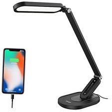 LED Desk Lamp, Eye-Caring Table Lamps Natural Light Protects Eyes Black