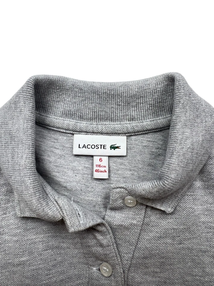 Lacoste Filles Robe Évasée Manches Courtes Gris 6 Ans - Photo 3/4