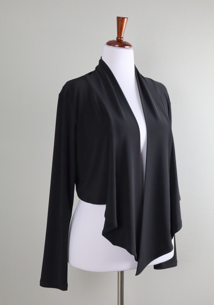 SYMPLI $190 Solid Black Stretch Draped Open Cropp… - image 2