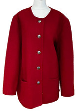 Rosevita Bles Austrian Tyrolean Style Red Boiled Wool Jacket Size 18 Cardigan
