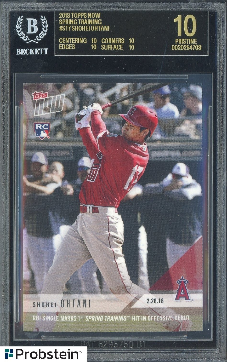 2018 Topps Now Spring Training #ST7 Shohei Ohtani RC Rookie BGS 10 BLACK LABEL