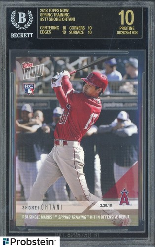 2018 Topps Now Spring Training #ST7 Shohei Ohtani RC Rookie BGS 10 BLACK LABEL