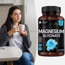 Magnesium Glycinate Capsules High Strength 1040mg Fatigue Bone Health 120 Caps 0.09 per thousand milligrams