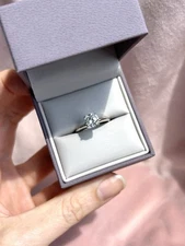 100% Natural GIA cert 1.20 H SI1 Round Solitaire Ring Laser Inscribed 14k Gold