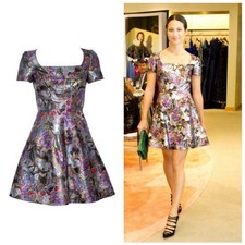 VALENTINO Bambolina Mini Dress Metallic Butterfly Jacquard Multicolor IT40 US4
