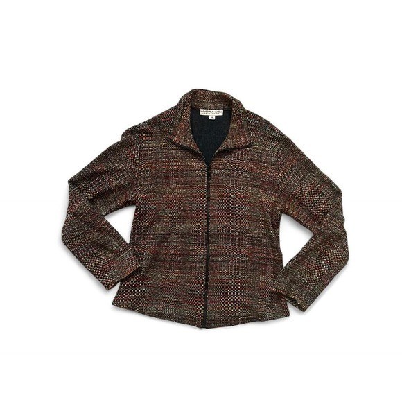 VTG tweed pattern full Zip jacket fall autumn fun… - image 1