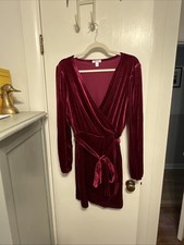 #0023- Nine West Burgendy velvet  cocktail wrap dress size XL