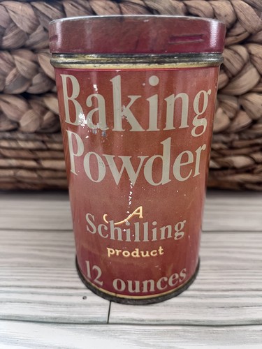 Vintage Schilling Baking Powder 12 Ounce Empty Tin Container-1933