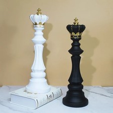 Elegant Large Chess Pieces Ornament Black White Office Rooms Home Decor Figurine