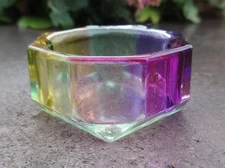 Faceted, Rainbow Glass Open Salt Dip, Cellar, Dish!