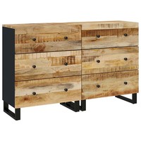 Sideboards 2 Stk. 60X33X75 Cm Raues Mangoholz