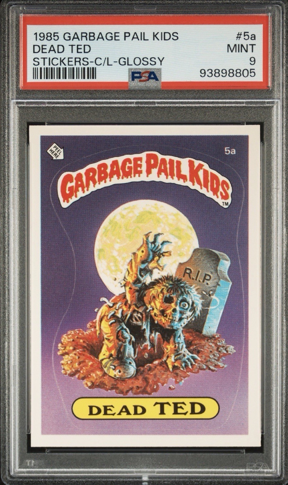 1985 Garbage Pail Kids Dead Ted Glossy Checklist 5a PSA 9 Mint Pop 41 Topps OS1