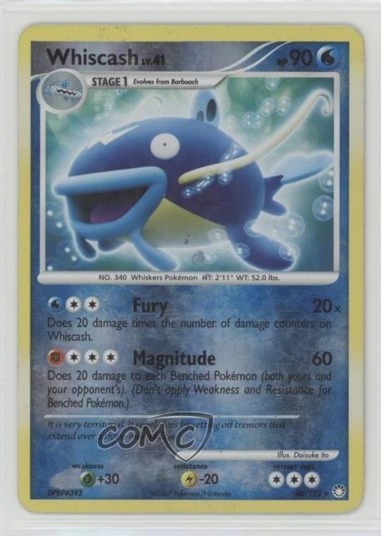 Whiscash Reverse Foil Pokémon Diamond & Pearl Mysterious Treasures #40 2007