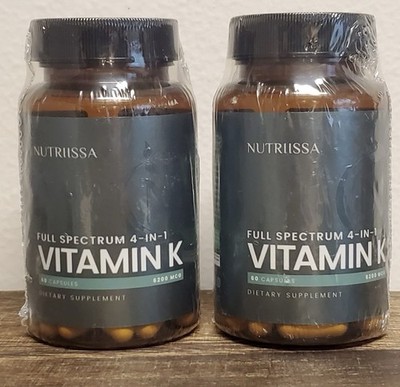 2x Nutriissa Vitamin K 4-in-1 6200mcg K1 K2 MK4 MK7 MK9 60 Caps EXP 1/2028