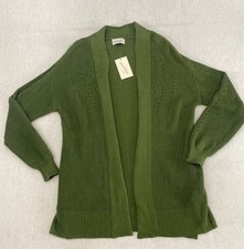 Universal Thread Cardigan Womens XS Green Knit Open Front Long Sleeve Slit NWT