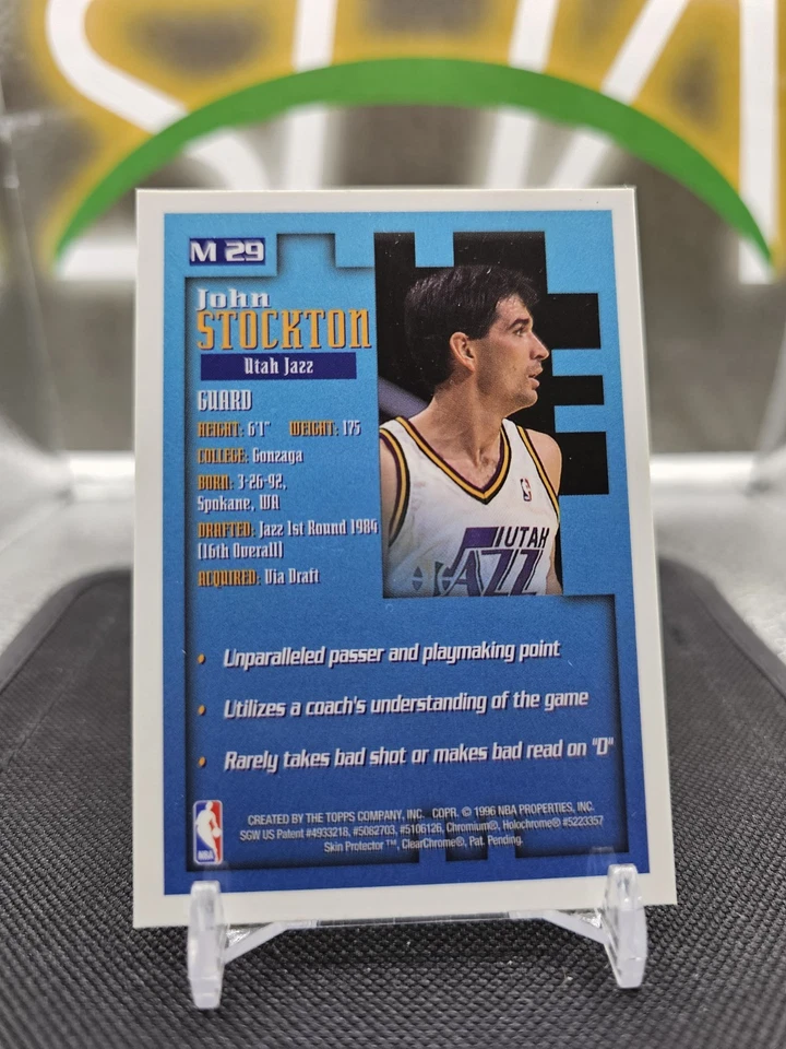 1996 Topps Finest Mystery Unpeeled John Stockton M29 Jazz HOF - Image 2 of 2