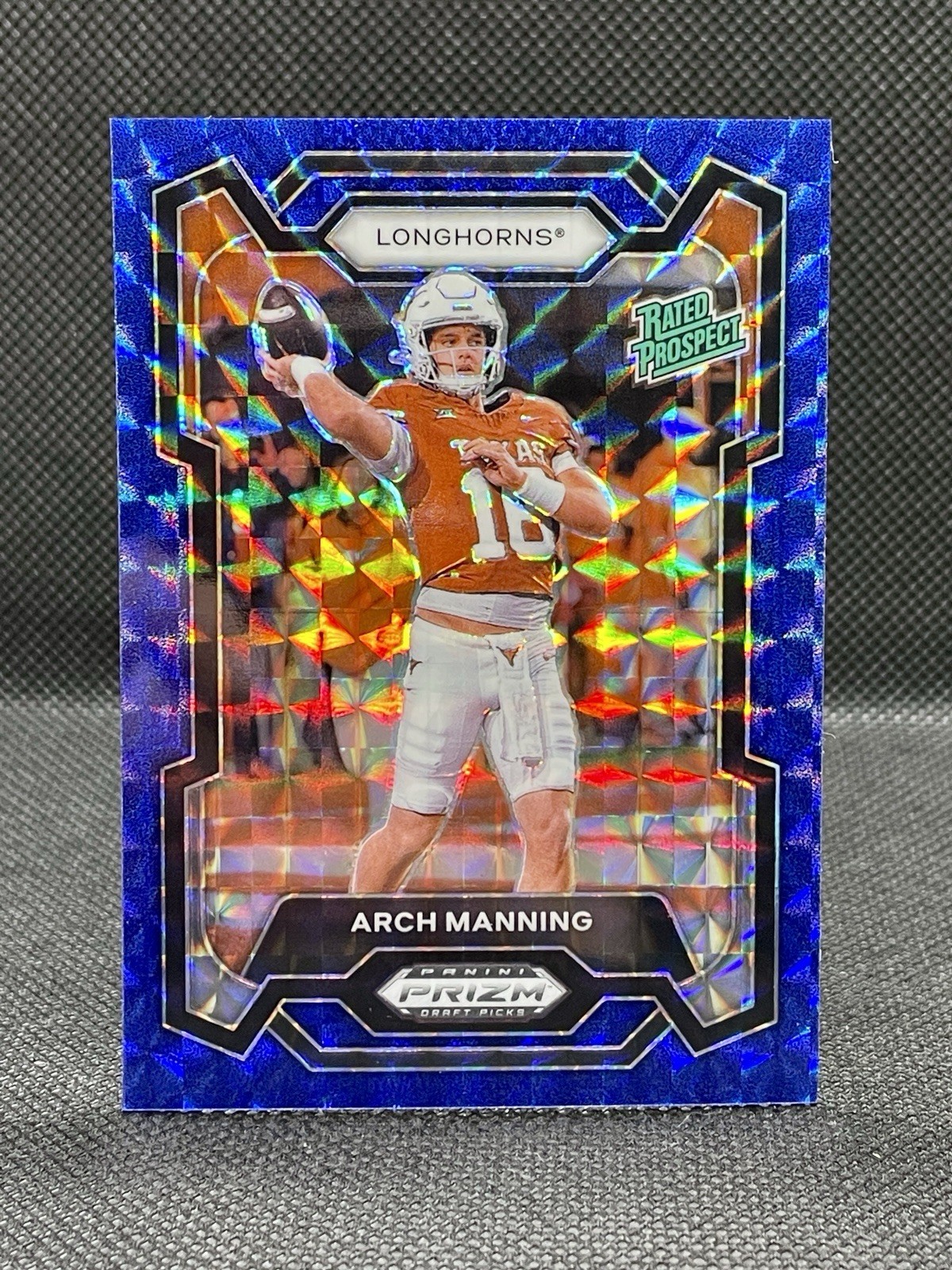 Arch Manning 2024 Panini Prizm Draft Picks Blue Finite /89 Rated Rookie Texas