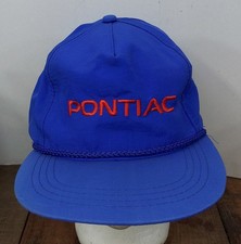 Vintage Blue Pontiac Snapback Nylon Hat Made In The USA Gas Oil Car