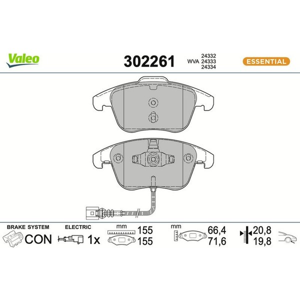 Valeo 302261 Bremsbelagsatz FüR VW Seat Audi Alhambra Tiguan Sharan Q3 710 711-image