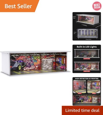 164 Scale Diecast Car Display Case with LED Light & Dustproof Acrylic Door  D...