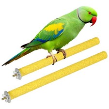 Bird Cage Perch Parrot Grinding Claw Sticks 10/12 Inch Wooden Yellow 2Pcs