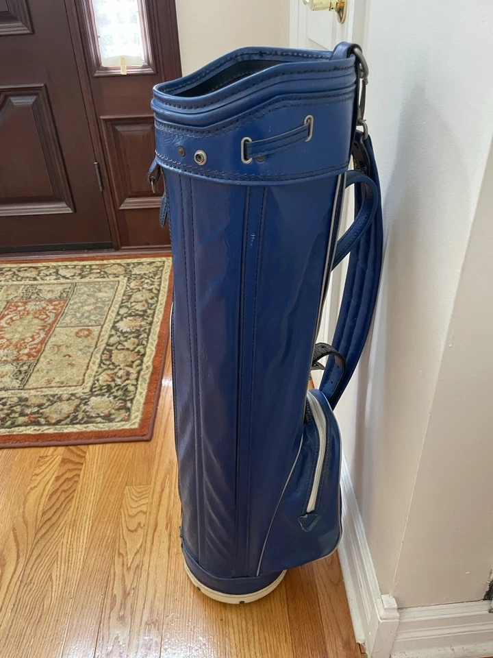 Vintage Burton Perfeito estado. Co. Azul COURO Três 3 Vias Bolsa de Golfe Carrinho Jasper, Alabama - Imagem 4 de 4