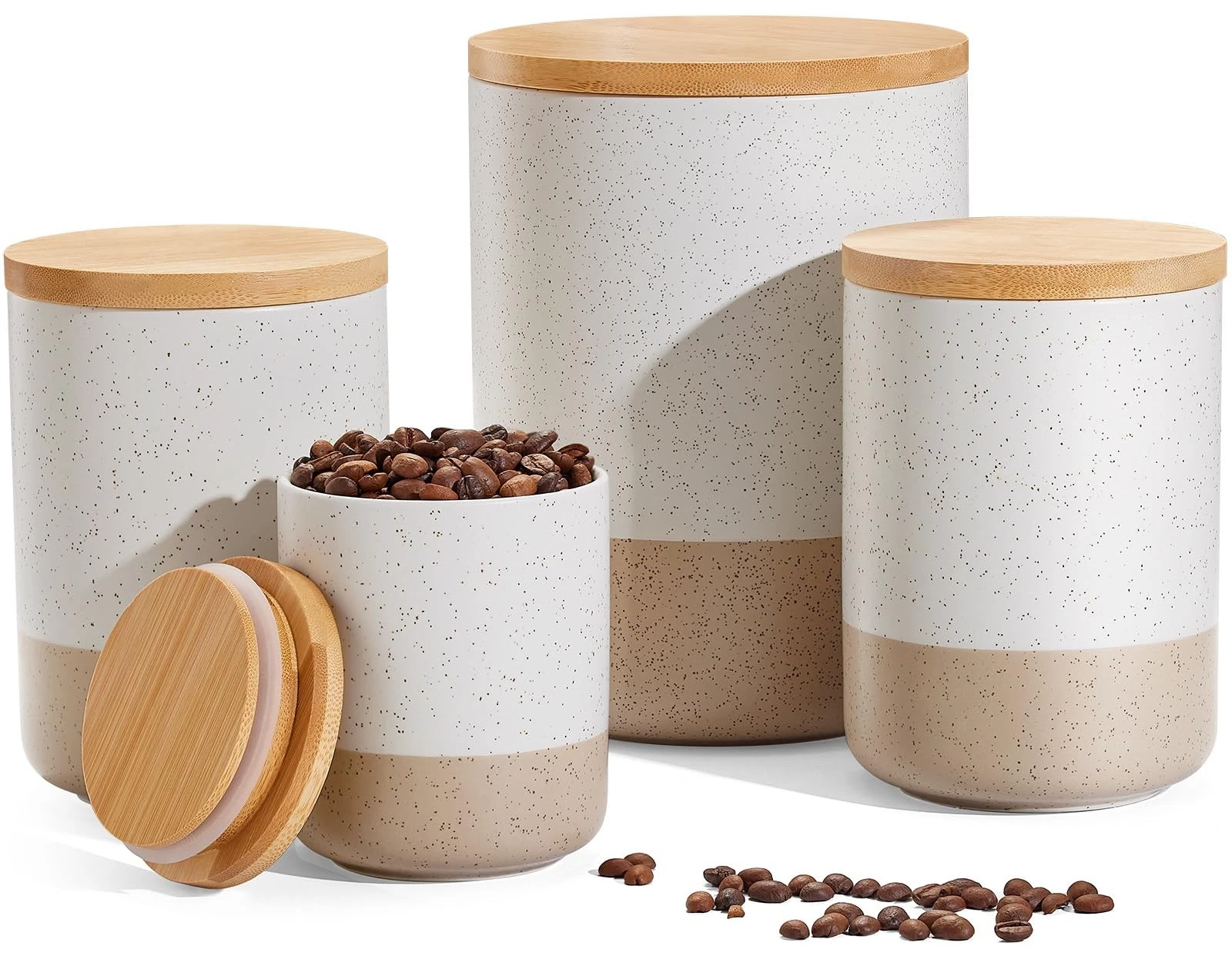 Canisters Sets for Kitchen Countertop-Set of 4 Ceramic Kitchen Canisters Food...