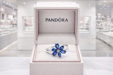Authentic PANDORA Sparkling Blue Herbarium Cluster Ring Size7 w/ Box SALE!