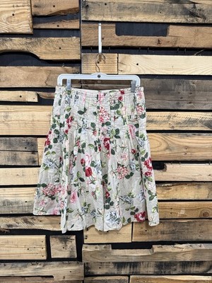 Cabi Skirt Womens 8 Rose Garden Beige Floral Fit & Flair - pre-owned cotton