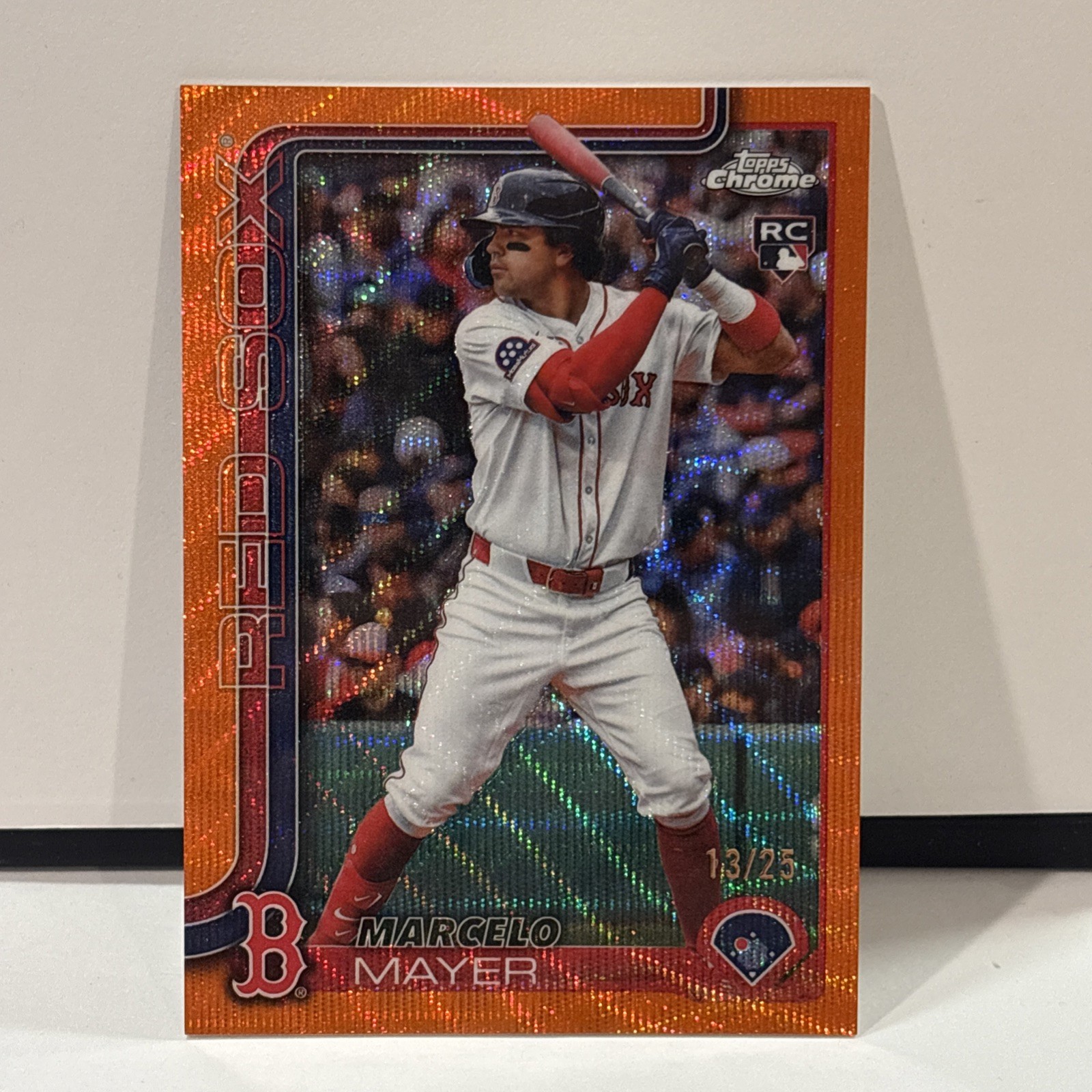 Marcelo Mayer Rookie 2025 Topps Chrome Update #USC9 Orange Wave /25 Red Sox