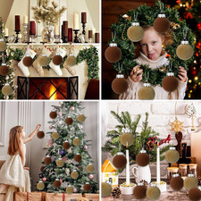 12 PCS Christmas Large Velvet Balls Ornaments 3.14In Shatterproof Tree Hangin...