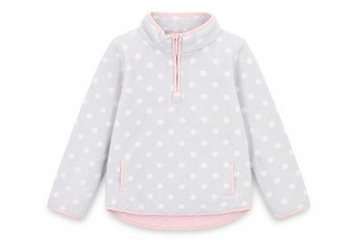 Carter's Mädchen Henley Sweatshirt Größe 7 Jahre grau gepunktet Langarm
