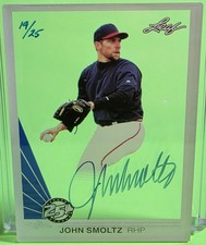 A 2015 LEAF 25TH PURE GLASS JOHN SMOLTZ GLASS BASEBALL CARD#A-JS2- 19/25 BRAVES